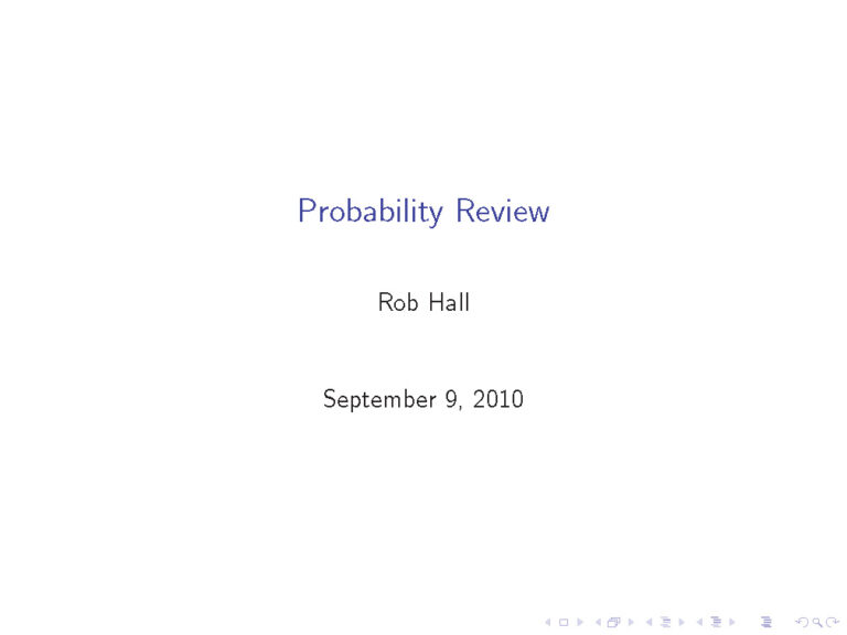 Probability Review Cmu Robotics